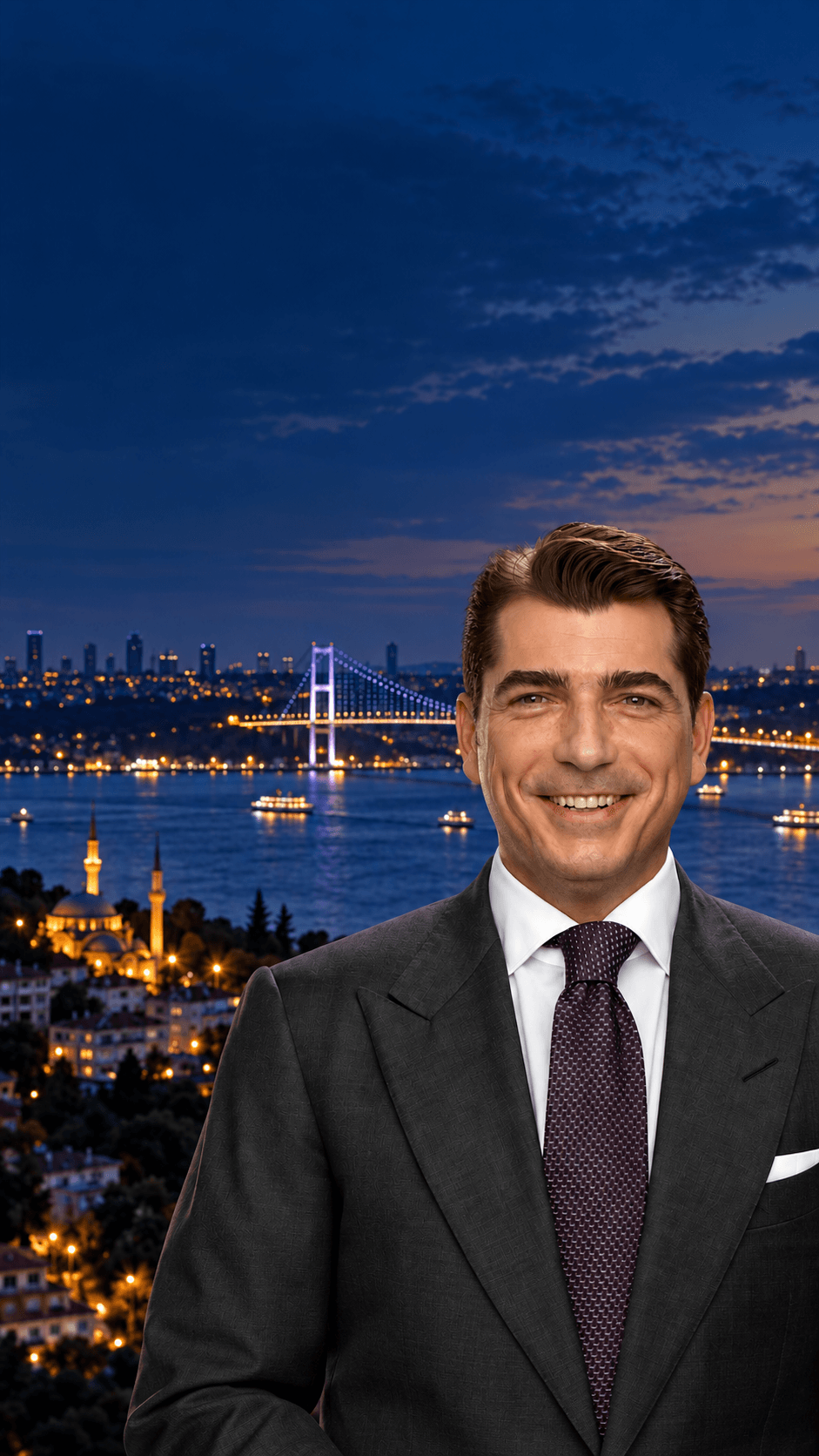 Ekrem Eray Arda, İstanbul Boğazı manzarası önünde